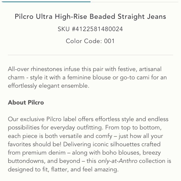 Anthropologie Pilcro Beaded Straight Jeans 31. - Picture 5 of 11